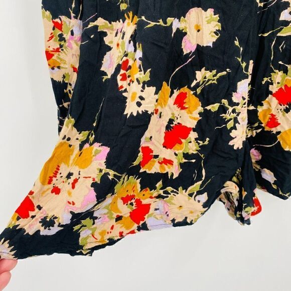 Billabong Size Large Black Secret Moons Long Sleeve Floral Boho Romper - Picture 8 of 12